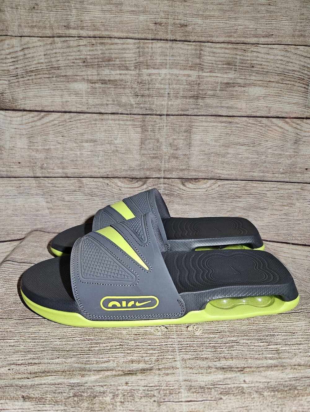 Nike Air Max Cirro Gray Neon Green Slide Sandals